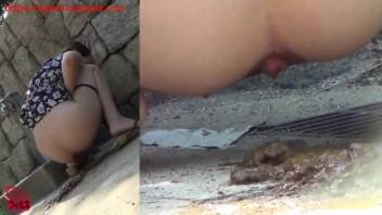 Japanese teen with diarrhea on the public road